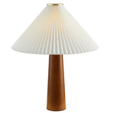 Jessica Walnut Wooden Base Table Lamp With Pleated Fabric Shade - Ornate Home