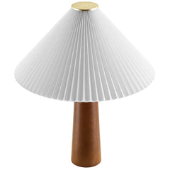 Jessica Walnut Wooden Base Table Lamp With Pleated Fabric Shade - Ornate Home