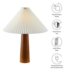 Jessica Walnut Wooden Base Table Lamp With Pleated Fabric Shade - Ornate Home