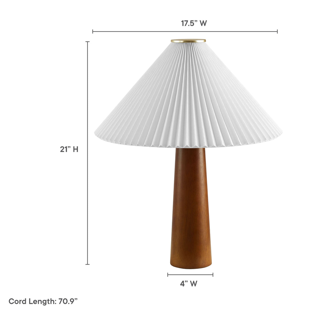 Jessica Walnut Wooden Base Table Lamp With Pleated Fabric Shade - Ornate Home