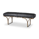 Jessie Black/Gold Leather Seat Accent Bench - Ornate Home