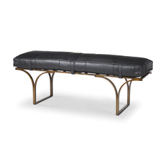 Jessie Black/Gold Leather Seat Accent Bench - Ornate Home