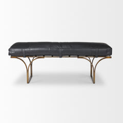 Jessie Black/Gold Leather Seat Accent Bench - Ornate Home