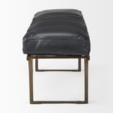 Jessie Black/Gold Leather Seat Accent Bench - Ornate Home