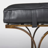 Jessie Black/Gold Leather Seat Accent Bench - Ornate Home