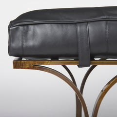 Jessie Black/Gold Leather Seat Accent Bench - Ornate Home