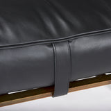 Jessie Black/Gold Leather Seat Accent Bench - Ornate Home