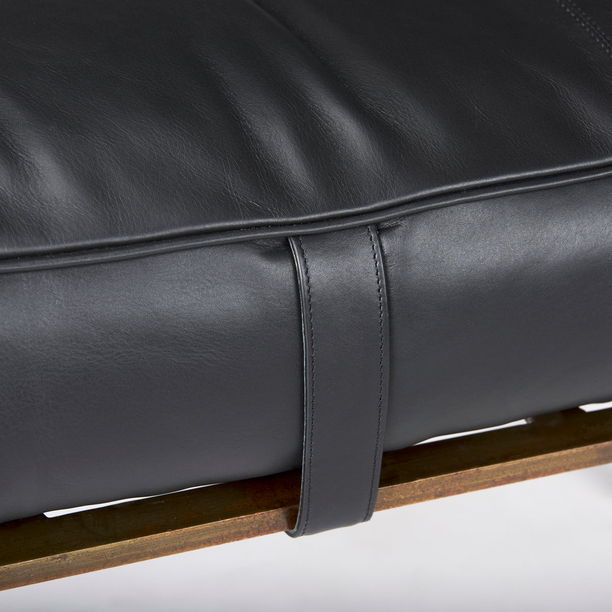 Jessie Black/Gold Leather Seat Accent Bench - Ornate Home