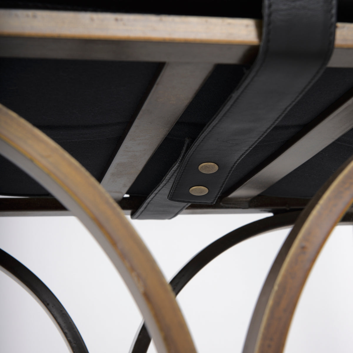 Jessie Black/Gold Leather Seat Accent Bench - Ornate Home