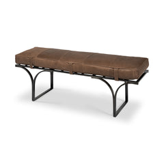 Jessie Brown/Black Leather Seat Accent Bench - Ornate Home
