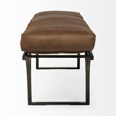 Jessie Brown/Black Leather Seat Accent Bench - Ornate Home