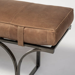 Jessie Brown/Black Leather Seat Accent Bench - Ornate Home