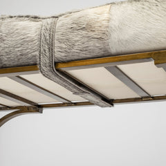 Jessie White/Gray/Gold Hair-On-Hide Seat Accent Bench