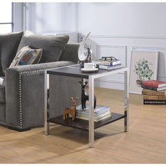 Jethro Espresso/Chrome End Table - Ornate Home