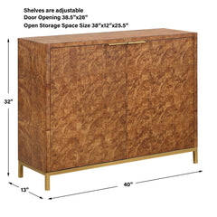 Jethro Woodtone Burl 2 Door Cabinet - Ornate Home
