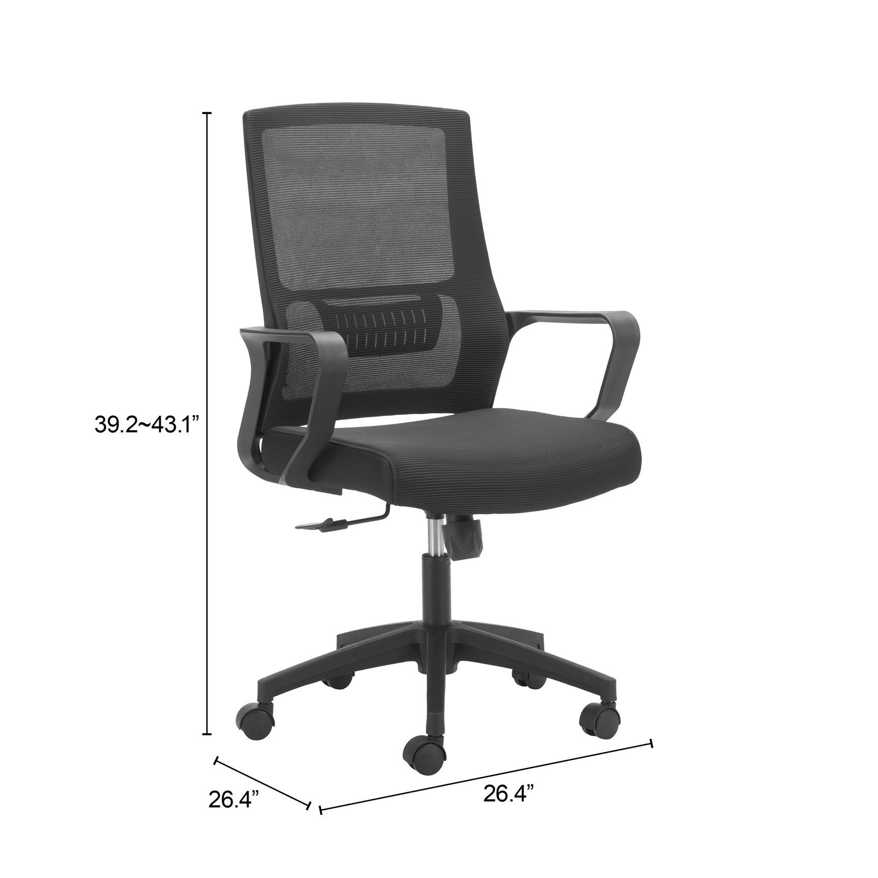 Jett Black Low Back Office Chair - Ornate Home