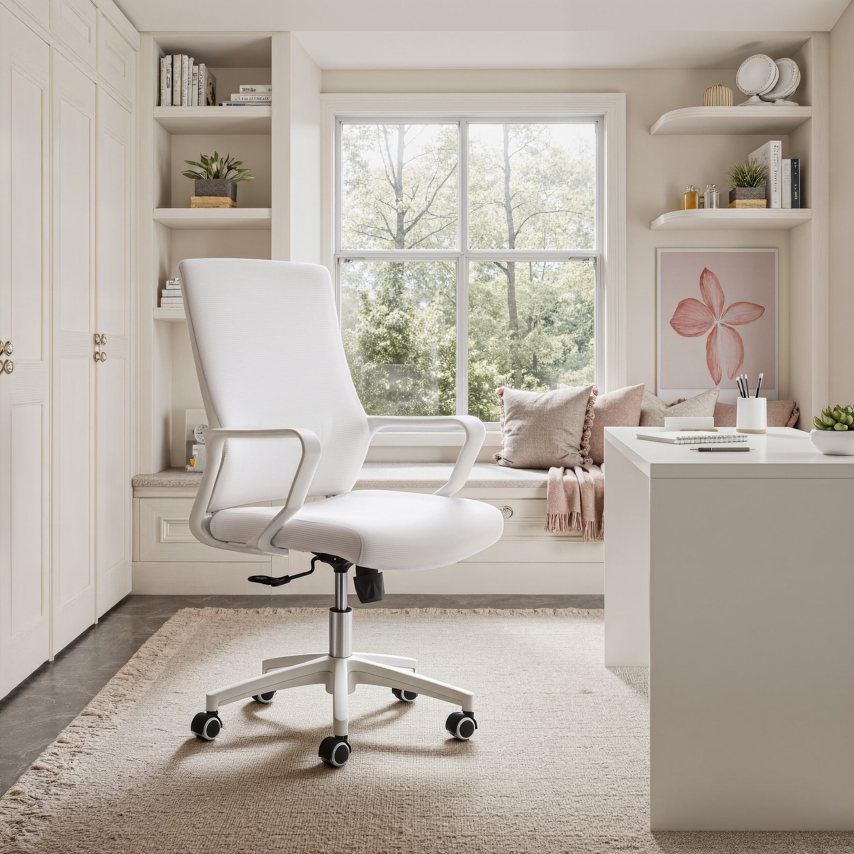 Jett White Low Back Office Chair - Ornate Home