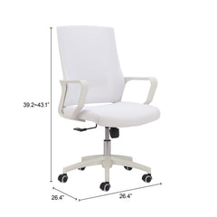 Jett White Low Back Office Chair - Ornate Home