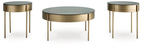 Jettaya Brushed Brass 3pc Coffee Table Set - Ornate Home