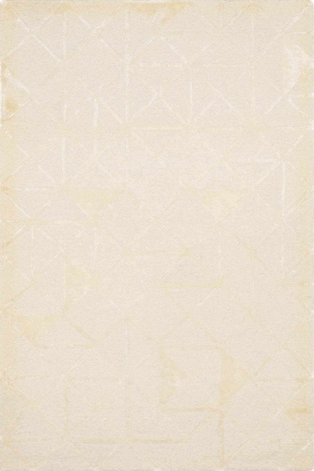 Jevau Beige Geometric Hand Tufted Wool Area Rug - Clearance - Ornate Home