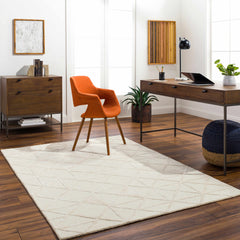 Jevau Beige Geometric Hand Tufted Wool Area Rug - Clearance - Ornate Home
