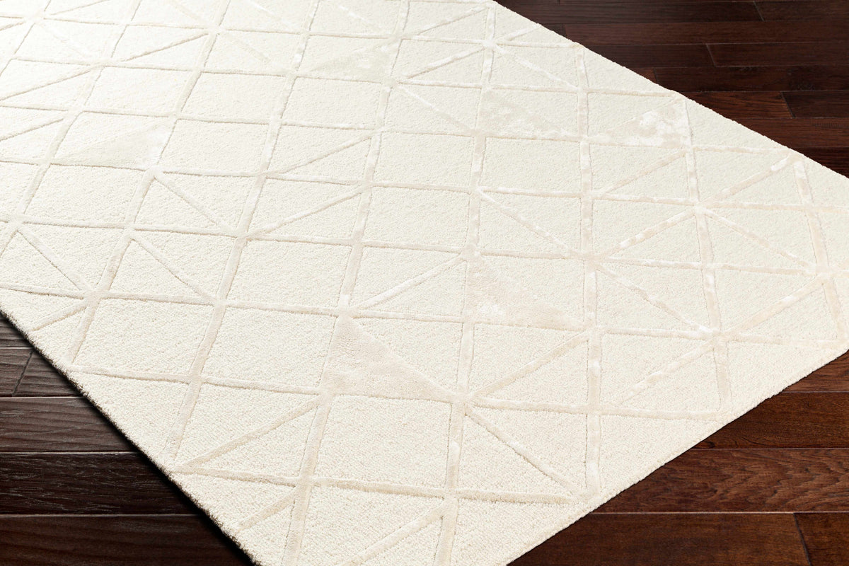 Jevau Beige Geometric Hand Tufted Wool Area Rug - Clearance - Ornate Home
