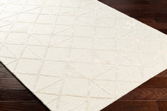 Jevau Beige Geometric Hand Tufted Wool Area Rug - Clearance - Ornate Home