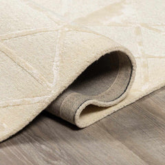 Jevau Beige Geometric Hand Tufted Wool Area Rug - Clearance - Ornate Home