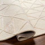 Jevau Beige Geometric Hand Tufted Wool Area Rug - Clearance - Ornate Home