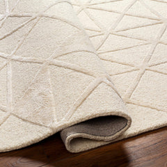 Jevau Beige Geometric Hand Tufted Wool Area Rug - Clearance - Ornate Home