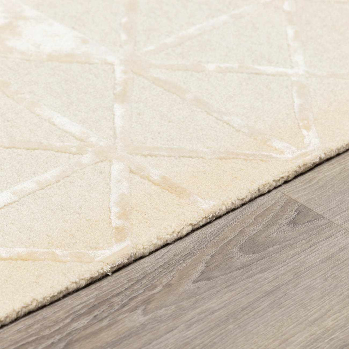 Jevau Beige Geometric Hand Tufted Wool Area Rug - Clearance - Ornate Home