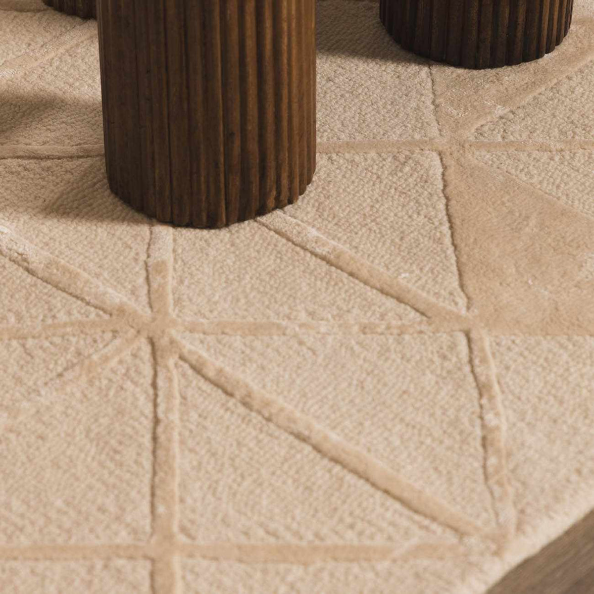 Jevau Beige Geometric Hand Tufted Wool Area Rug - Clearance - Ornate Home