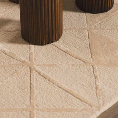 Jevau Beige Geometric Hand Tufted Wool Area Rug - Clearance - Ornate Home