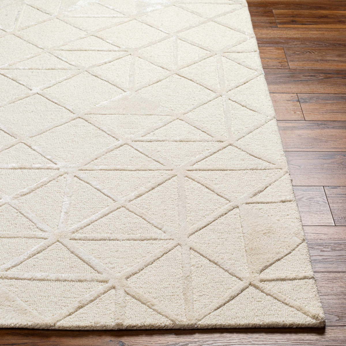 Jevau Beige Geometric Hand Tufted Wool Area Rug - Clearance - Ornate Home