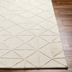 Jevau Beige Geometric Hand Tufted Wool Area Rug - Clearance - Ornate Home