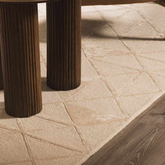 Jevau Beige Geometric Hand Tufted Wool Area Rug - Clearance - Ornate Home