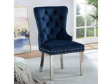 Jewett Blue & Chrome Wingback Chair (Set of 2) - Ornate Home