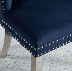 Jewett Blue & Chrome Wingback Chair (Set of 2) - Ornate Home