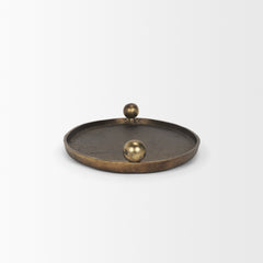 Jianna Antiqued Gold Large Oval Textured Metal Tray with Handles - Ornate Home