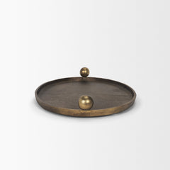 Jianna Antiqued Gold Small Oval Textured Metal Tray with Handles