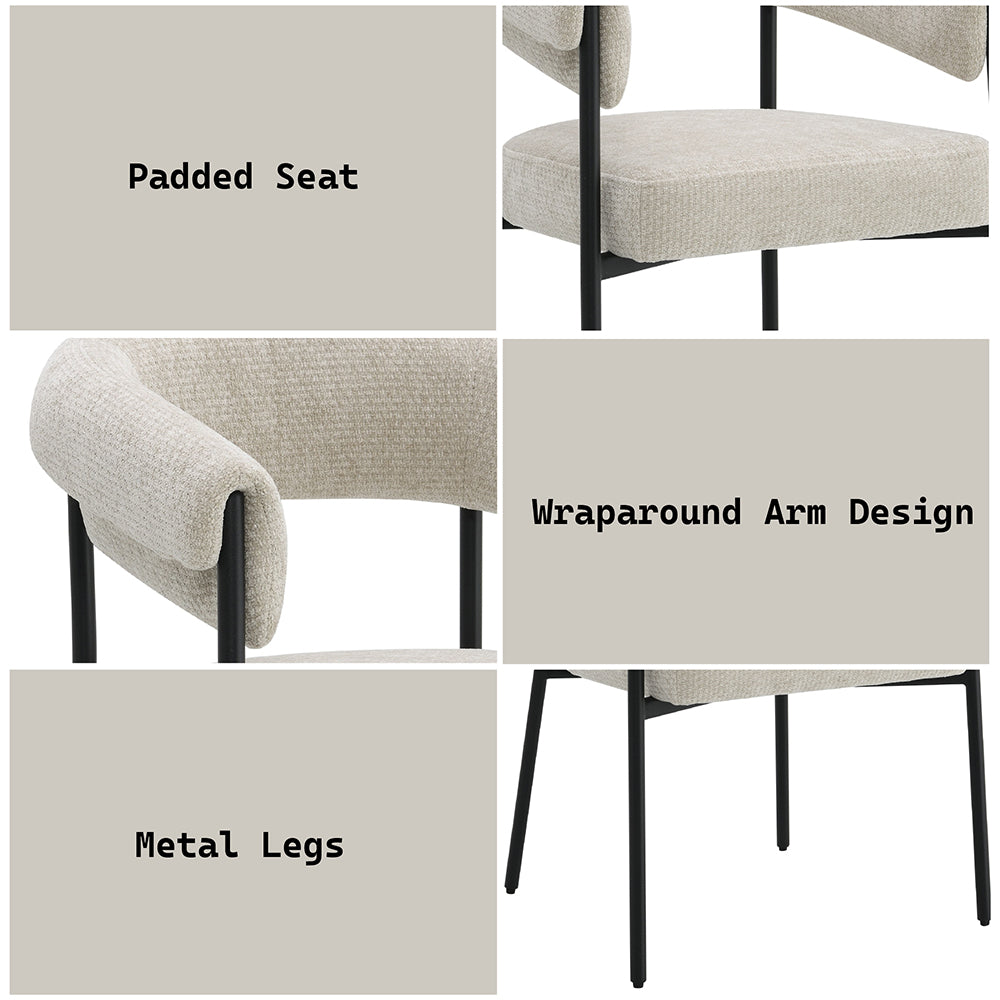 Jirina Beige/Black Arm Chair (Set of 2) - Ornate Home