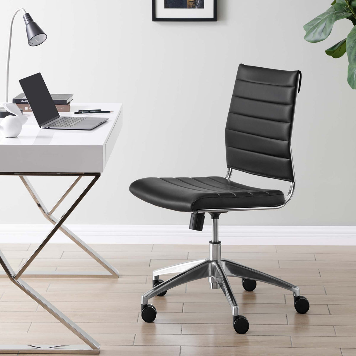 Jive Black Armless Mid Back Office Chair - Ornate Home