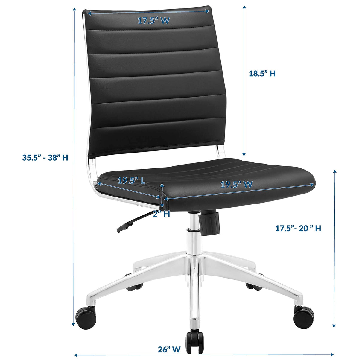 Jive Black Armless Mid Back Office Chair - Ornate Home