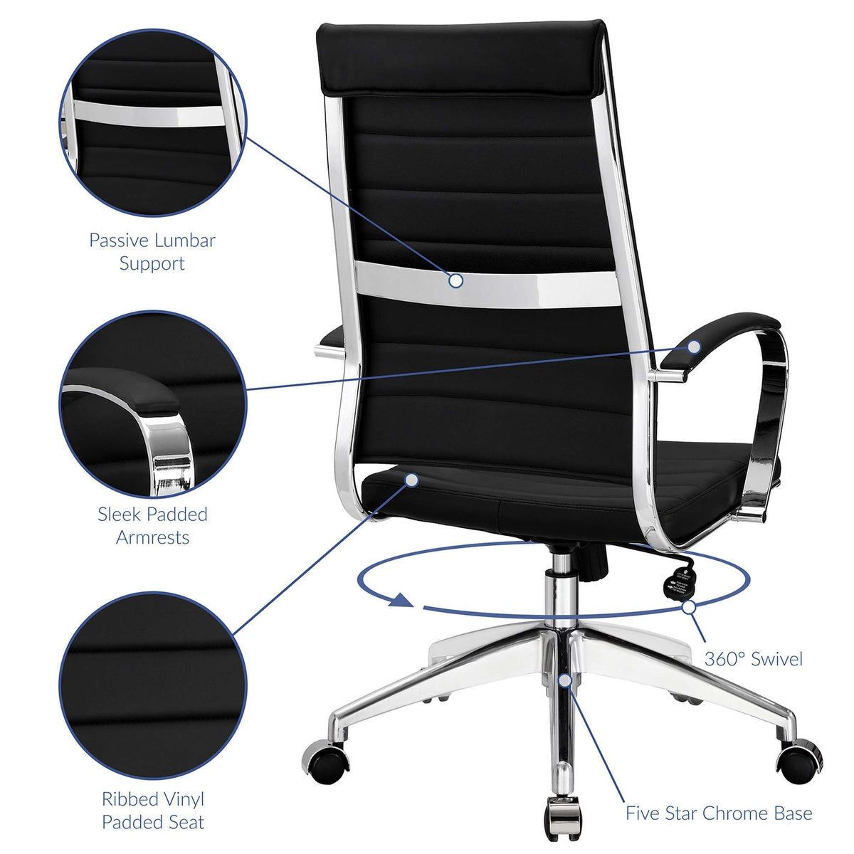 Jive Black Highback Office Chair - Ornate Home