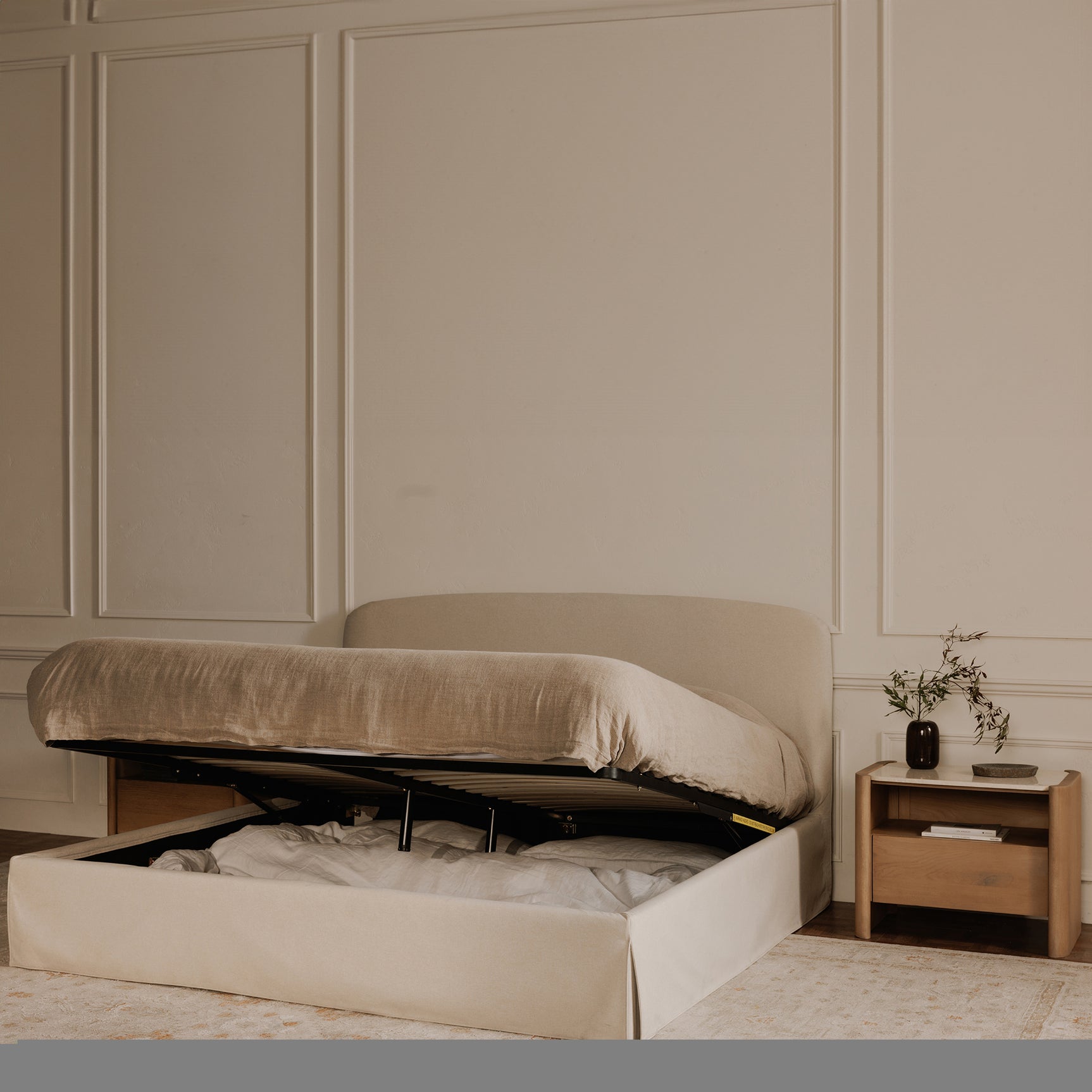 Joan Cream Queen Storage Bed - Ornate Home