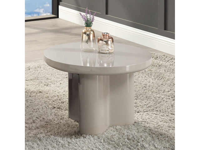 Joane Light Gray High Gloss End Table - Ornate Home