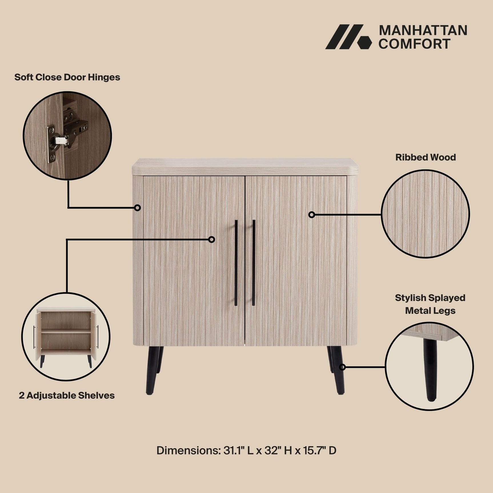 Jodie Accent Cabinet in Whitewashed Oak - Ornate Home