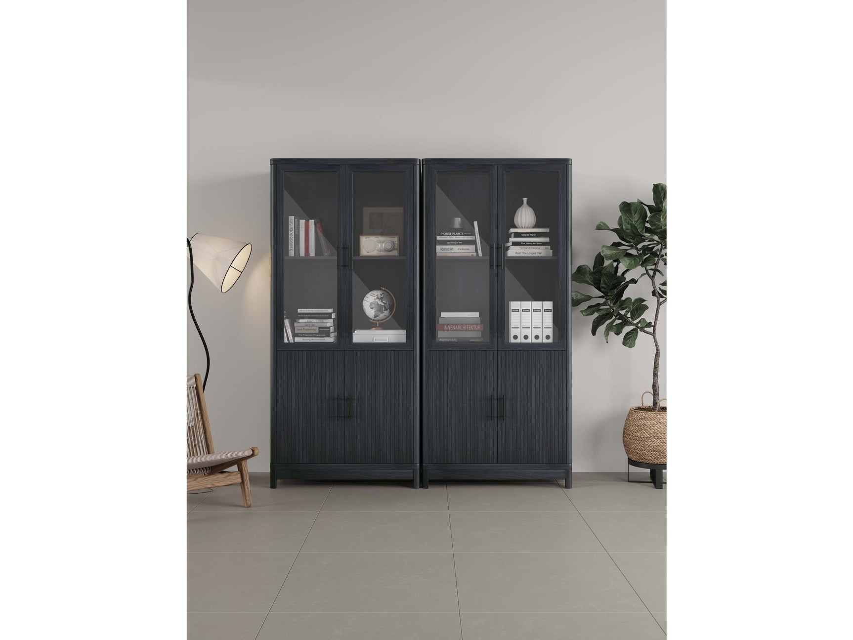 Jodie Bookcase in Charcoal Grey (set of 2) - Ornate Home