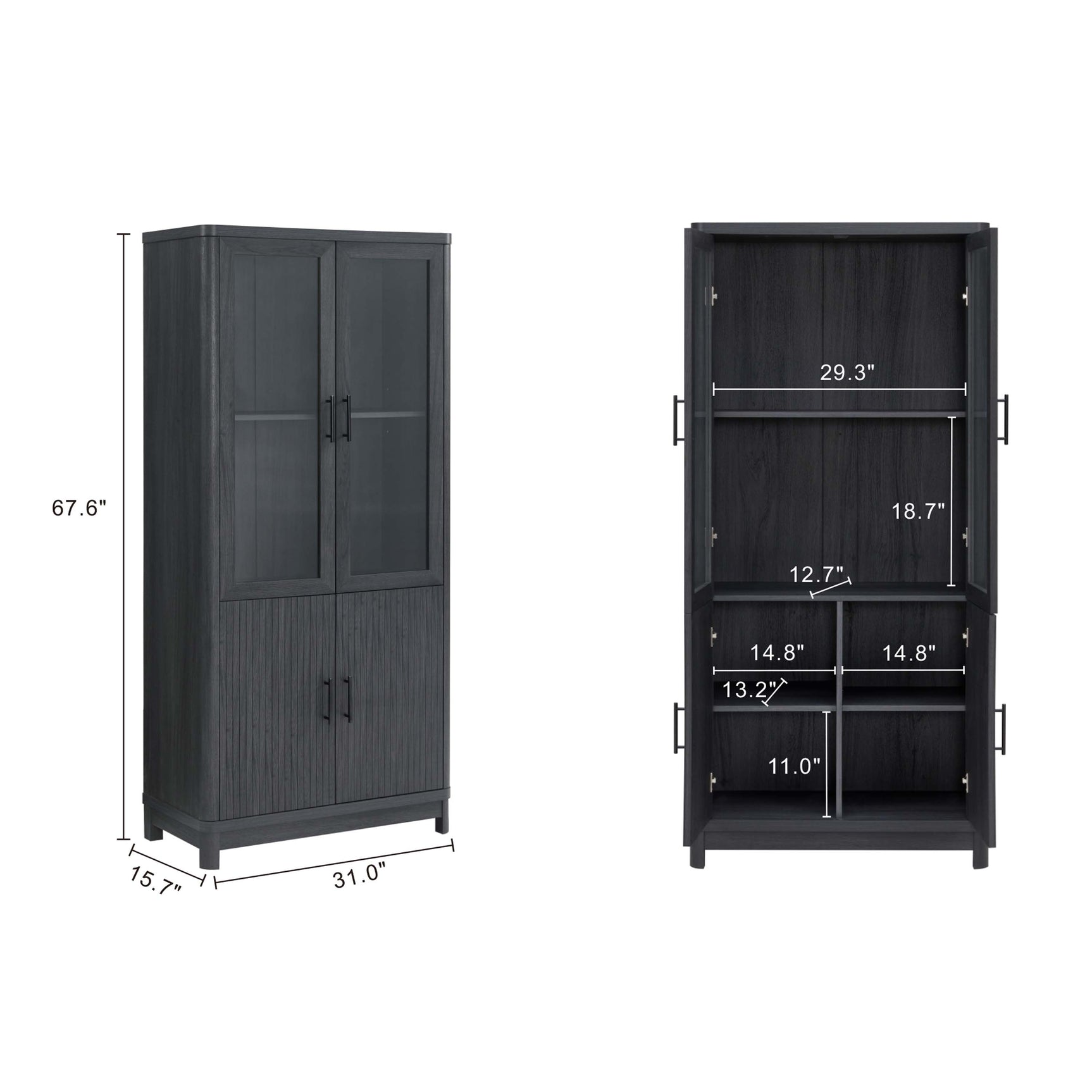 Jodie Bookcase in Charcoal Grey (set of 2) - Ornate Home