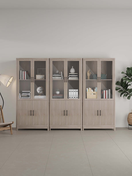 Jodie Bookcase in Whitewashed Oak (set of 3) - Ornate Home